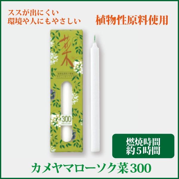 植物から生まれた、環境や人にやさしいローソク。火を消した後の匂いが気になりません。スス（油煙）も出にくいローソクです。●ローソク寸法：Φ17×Ｈ205mm●燃焼時間：約5時間●内容量：6本入●箱サイズ：W57×L214×H36mm