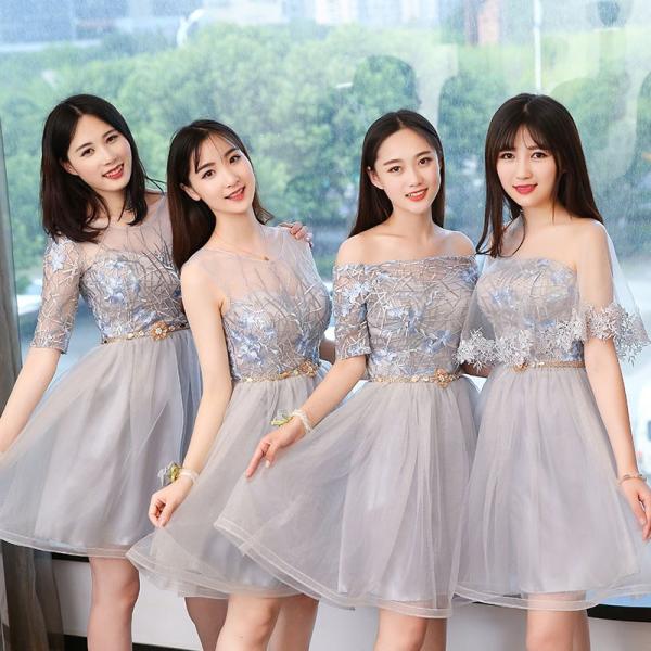 ブライズメイドドレス カクテルドレス パーティーワンピース 結婚式 二次会 披露宴 お呼ばれ 成人式 ショート グレー ウエディング フォーマル お揃いドレス E145 Buyeasy 通販 Yahoo ショッピング