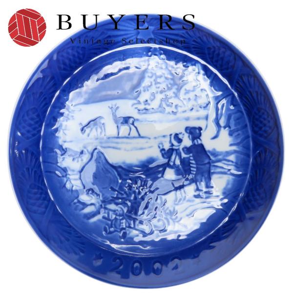 中古 ロイヤルコペンハーゲン 皿 陶器 ブルー ホワイト イヤープレート 2002年 WINTER IN THE FOREST レディース 女性