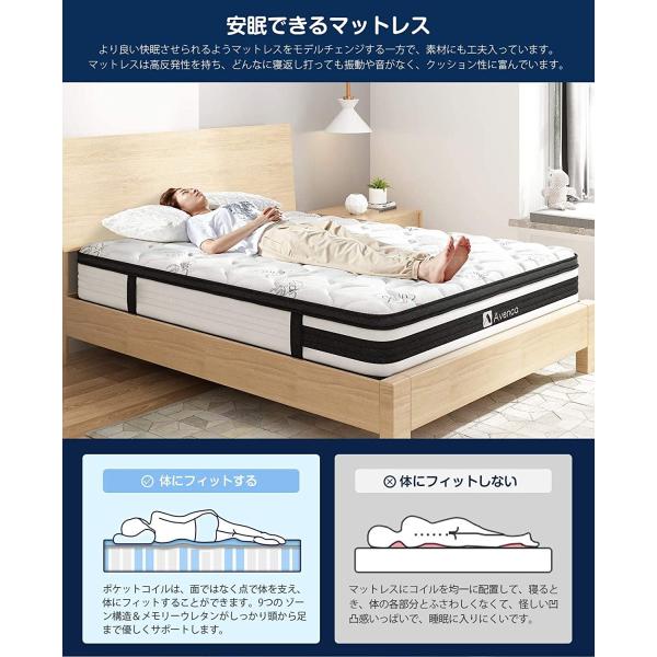 Avenco マットレス シングル 厚み25CM 高反発マットレス ポケット