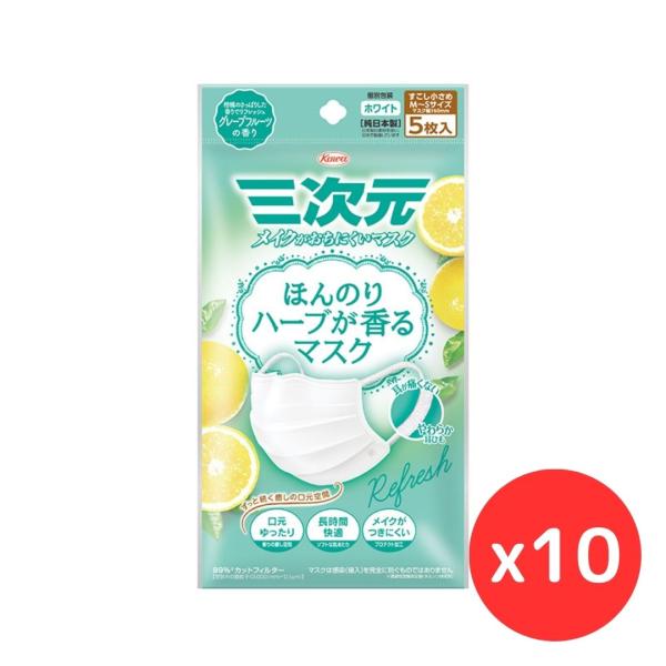 三次元マスク 「10袋セット」興和 三次元 ほんのりハーブが香るマスク