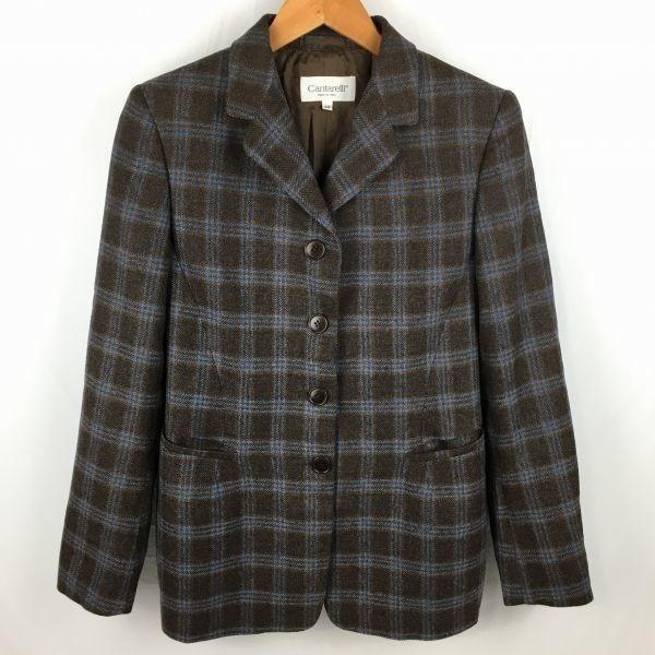Cantarelli　カンタレリ　サイズ 40　カシミア入り　イタリア製　高級ブレザージャケット　レディース　茶　チェック柄　管NO.A2-13