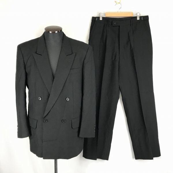 日本製★Kanebo/カネボウ★上下セットアップ/春夏ダブルスーツ【メンズ96AB5/黒】冠婚葬祭/Made in Japan◆BF918
