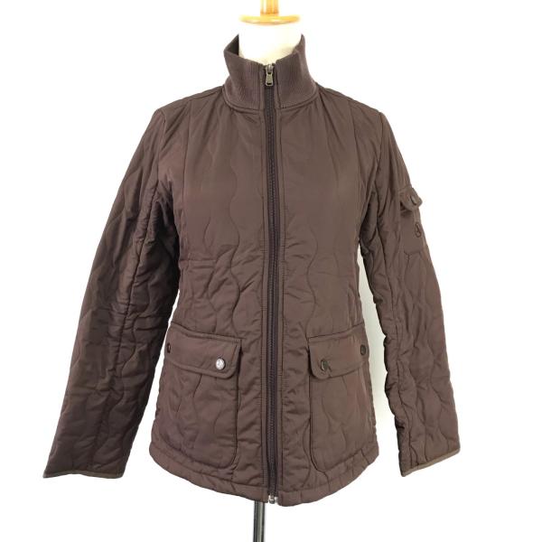 美品★AIGLE【エーグル】波打ちキルティングジャケット【S/レディース/茶/brown】サコッシュポケット/中綿入り/アウター/Coat/Jacket/Jumper◆BJ070-e