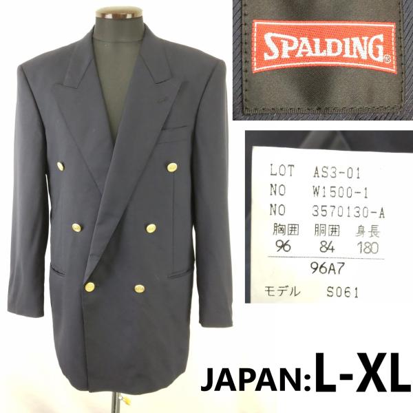 SPALDING テーラードジャケット 金ボタン BE6 紺ブレ ダブル 美品☆SPALDING/スポルディング☆金ボタン/ダブルブレスト/紺ブレザー