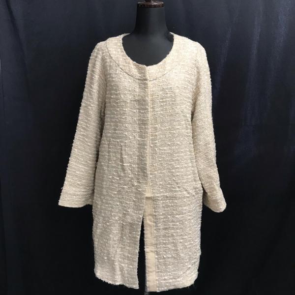 日本製/SHIPS【シップス】ノーカラージャケット【レディースS-M程度/ベージュ/beige】ツイードコート/Coat/Jacket◆BJ107-b