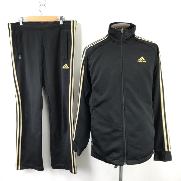 adidas【アディダス】ジャージ上下セットアップ【メンズL/黒×金/black×gold】jacket/pants◆BJ123-c