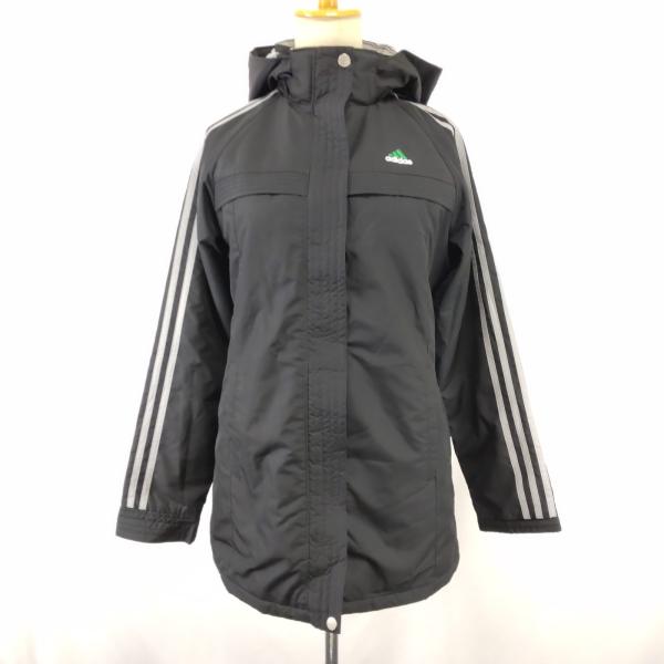 adidas/アディダス★ベンチコート【レディースS/黒/black】着脱可能フード/防寒着/ブルゾン/パーカー/hoodie/jacket◆BJ166-a