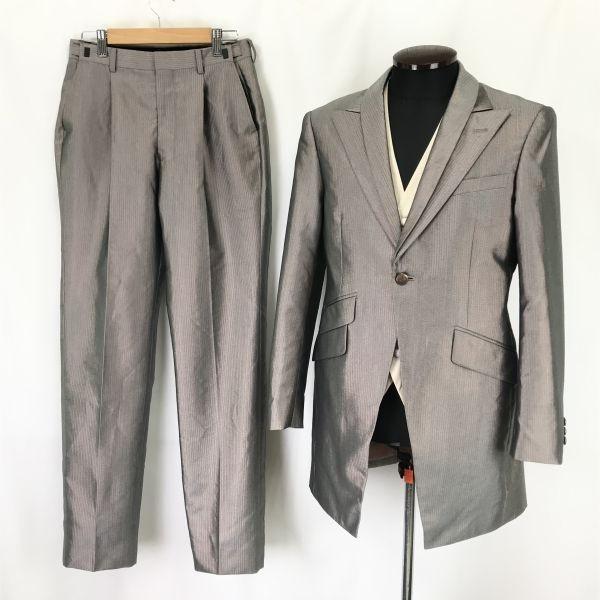 アヴィカウォモ/Avica uomo★結婚式/タキシード/3ピース【メンズS/光沢/シルバー系】上下セットアップ&ベスト/ワタベウェディング◆cBH517 アヴィカウォモ/Avica uomo☆結婚式/タキシード/3ピース【メンズS/光沢