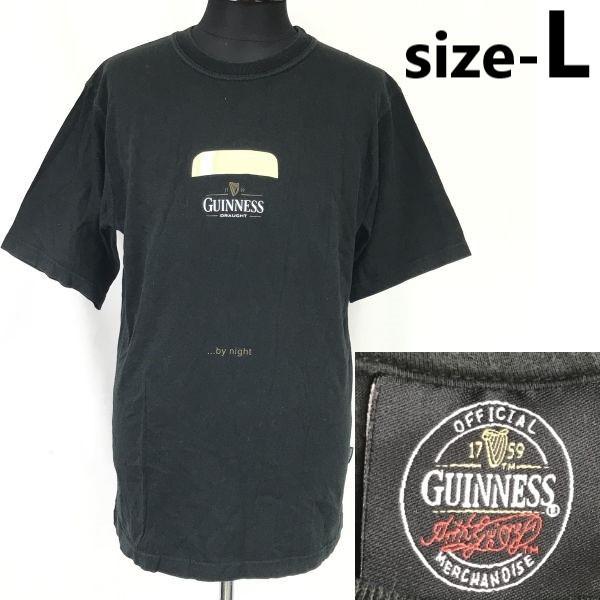 希少品★ギネスビール/GUINNESS★公式Tシャツ/半袖【メンズL/黒/black】ノベルティ/ロゴプリント/90s-00s/Vintage/Tops/Shirts◆cBH794