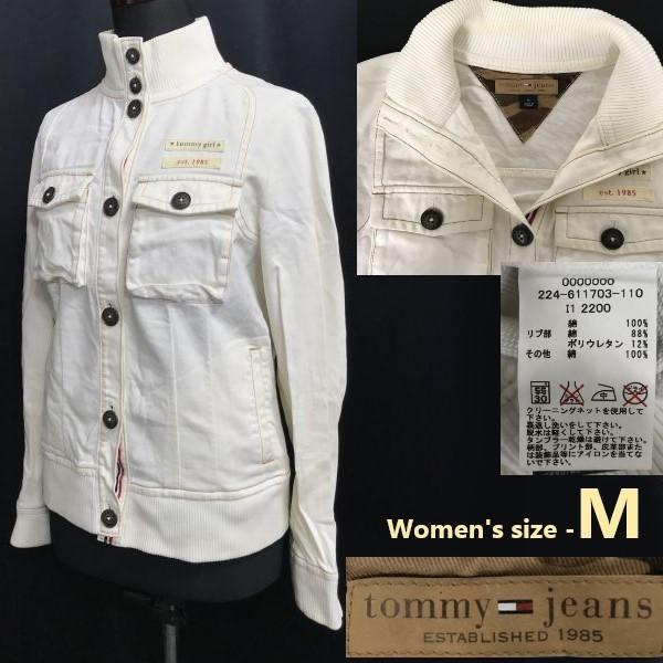 Tommy Jeans/トミーヒルフィガー★春秋/コットンジャケット/ブルゾン/アウター【レディースM/white/白】ミリタリー風/jumper/Tops◆cBH891
