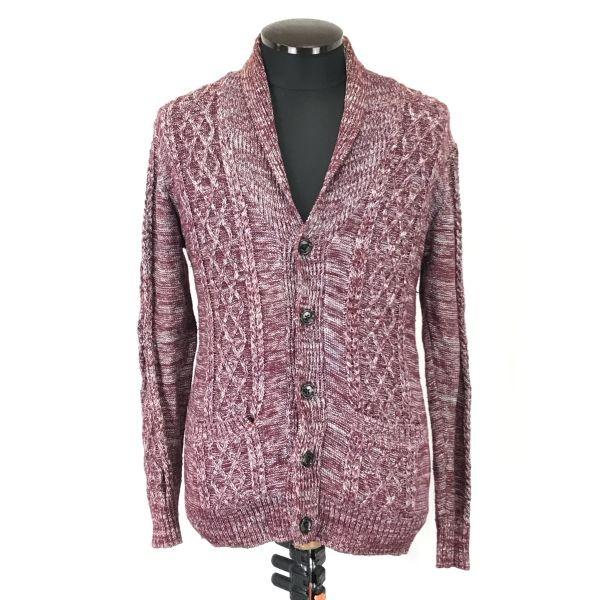 メンズビギ/Men's Bigi★麻57％/ジャケット カーディガン【2/メンズM/ワインレッド/wine red】Tops/Shirts/Cardigan◆mBH396