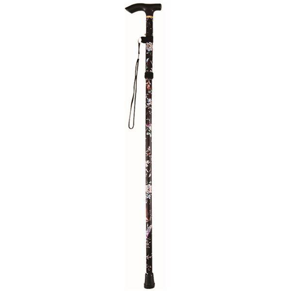 【ポイント５倍！】折りたたみ ステッキ/杖 〔花柄〕 使用時34×110×760〜860mm 単品販売 色柄柄指定不可 長さ5段階調節 〔高齢者サポート〕