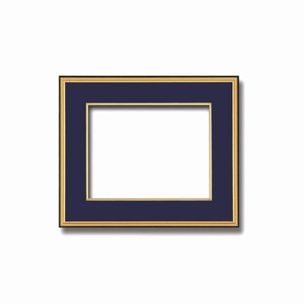 〔和額〕黒い縁に金色フレーム　日本画額　色紙額　木製フレーム　 黒金　色紙F4サイズ(333×242mm)　紺