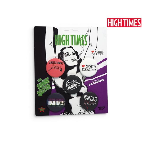 HIGH TIMES REEFER MADNESS PIN SET ハイタイムズ リーファーマッドネス ピンバッジセット 5個 パープルバージョン