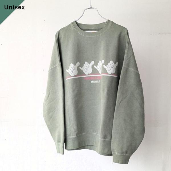 melple プリントスウェットクルー / Pasadena Crewneck Sweat Hang Loose　（SAGE）
