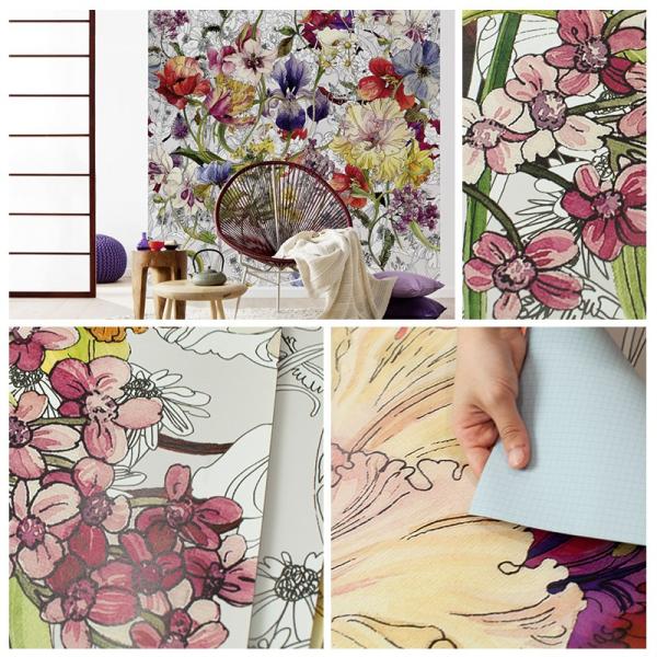 ヨーロピアン 壁紙 おしゃれ Diy 工具 輸入壁紙 カラフル ドイツ製 フラワー クロス 撮影 カラフル のり付き Kger067 ビニールカーテンのcレンジャー フラワー 内装 フローラ 4 1 紙 花柄