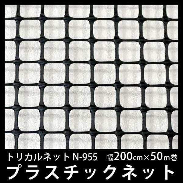 ネット 網 トリカルネット プラスチックネット 落下防止ネット 鳥よけネット 柵 フェンス 鳥害ネット N-955 幅200cm 長さ50ｍ巻 JQ