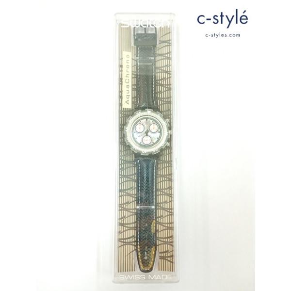 [人気] Swatch スウォッチ 腕時計 ホワイト×ブラック クォーツ式 AQUA CHRONO アクアクロノ BLACK RUDDER | ★ C276
