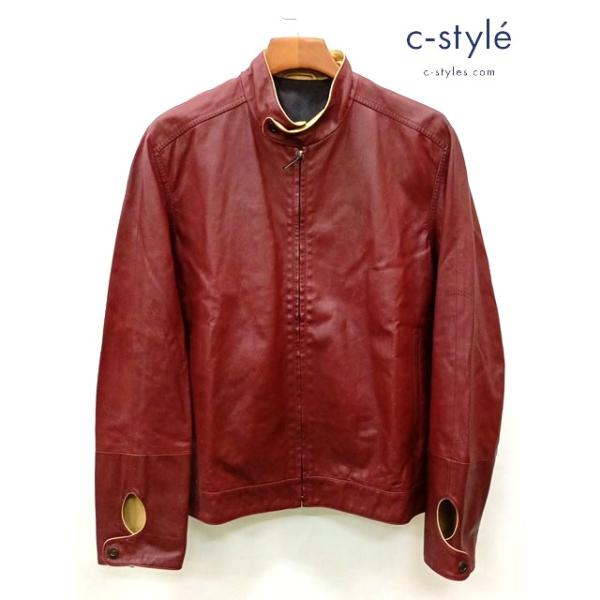H097 [人気] dunhill ダンヒル ライダースジャケット M ワインレッド ゴートレザー PG9240-EU506 | ★ H097 [人気] dunhill ダンヒル ライダースジャケット M ワインレッド