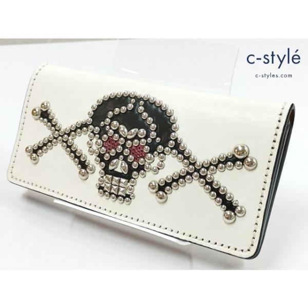 J083 [人気] WOLF'S HEAD ウルフズヘッド 長財布 ホワイト スカル