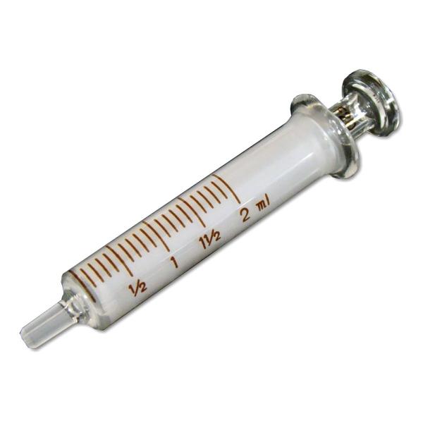 容量：2mL全長：約82mm（縮めた時）筒の外径：12mm±1mmノズルの形状・外径：ルアー φ約4mmノズルの位置：中口硬質ガラス製ガラス製につき、取り扱いにはご注意ください。ネコポスで送れるのは８本までです。この注射器は医療用にはお使い...