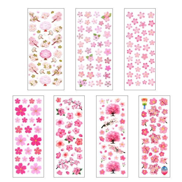 【送料無料】【桜づくしシールセット 全7枚】日本の桜 さくら 春 お花見 木 ピンク 入学祝い ギフト 桜祭り 和風 ラメ入り 奥山 オクヤマ 日本製
