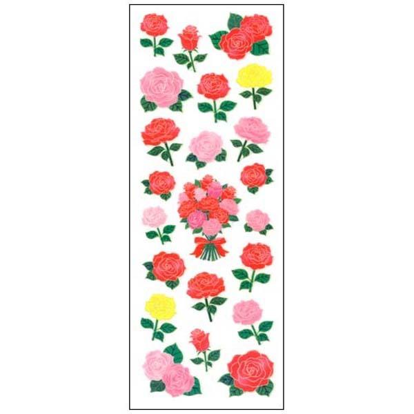ラメ入りシール　バラ　CR404　ローズ 薔薇 rose ステッカー レターセット 手紙 キラキラ プチギフト プレゼント お土産 奥山 オクヤマ 学用品