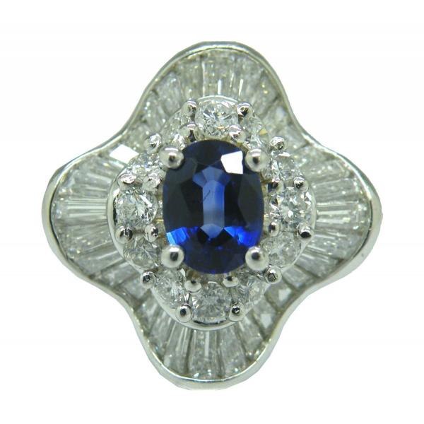 プラチナ900サファイヤ&ダイヤリング指輪 指輪 PT900 プラチナ ダイヤモンド サファイヤ リング S1.02ct