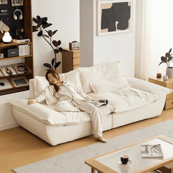 CAGUUU 北欧風ワイドクッションソファ L220*W110*H80cm(分解方) 耐久性