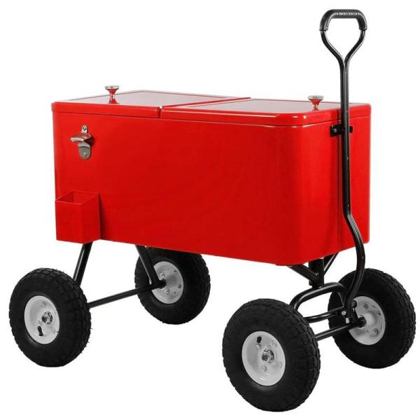 ワゴン型 クーラーボックス 70缶 キャリー レッド 赤 Clevr 80 Quart Wagon Cooler Rolling Party Ice