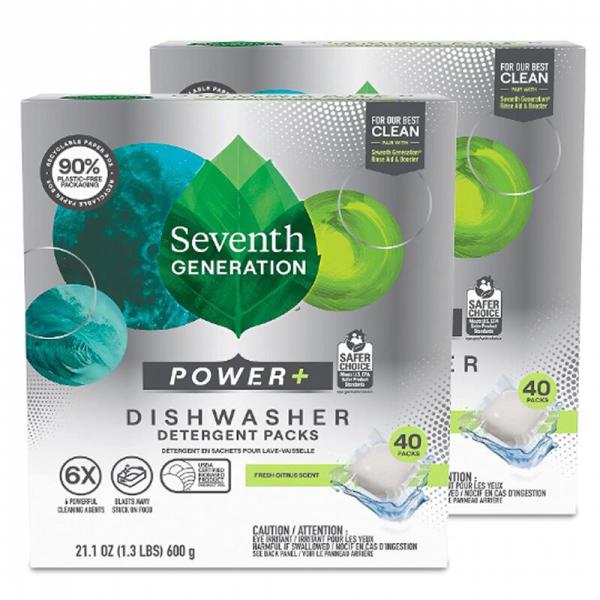 セブンスジェネレーション 食洗機用 食器洗い キューブ洗剤 フレッシュシトラス 40個×2パック Seventh Generation Power+