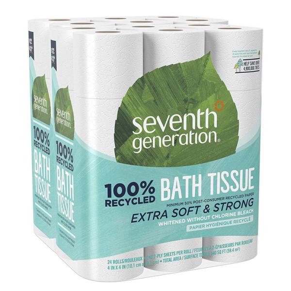 トイレットペーパー ダブル リサイクルペーパー 24ロール 2パック セブンスジェネレーション Seventh Generation White To