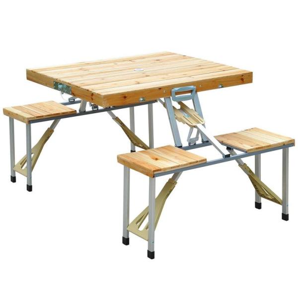 ピクニックテーブル 木製 ケース付き 折りたたみ 木製 折りたたみ ピクニックテーブルセット 4人用 傘穴付 スーツ