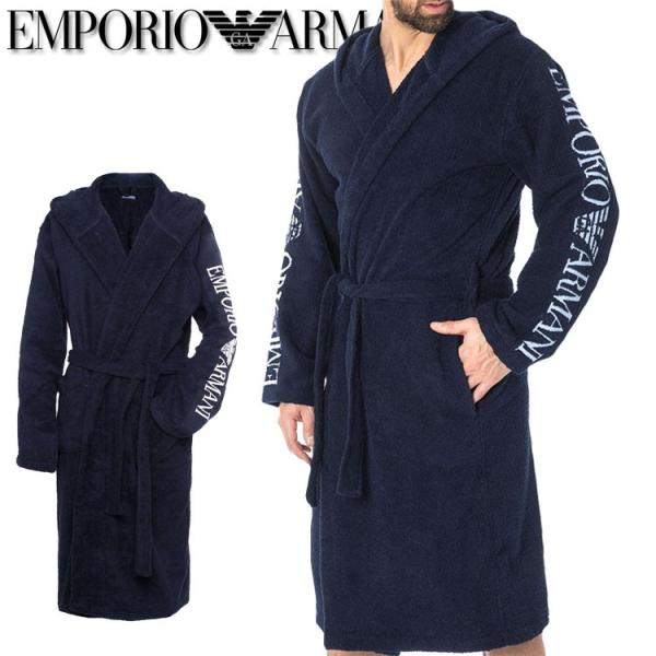 エンポリオアルマーニ メンズ バスローブ ナイトガウン ルームウェア ネイビー Emporio Armani p446