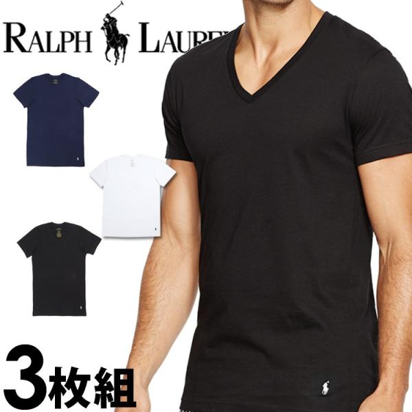 ポロ ラルフローレン メンズ コットン Vネック 半袖 Tシャツ 3枚セット ブラック 新色追加 ネイビー Lcvn Rcvnp3 Ralph ホワイト Rl66u5o Polo Lauren