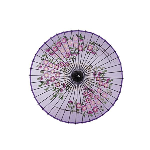 山本竹細工屋 （YAMAMOTOTAKIZAYIKUYA) 和傘 絹傘 桜絵 継柄 踊り傘 (紫)