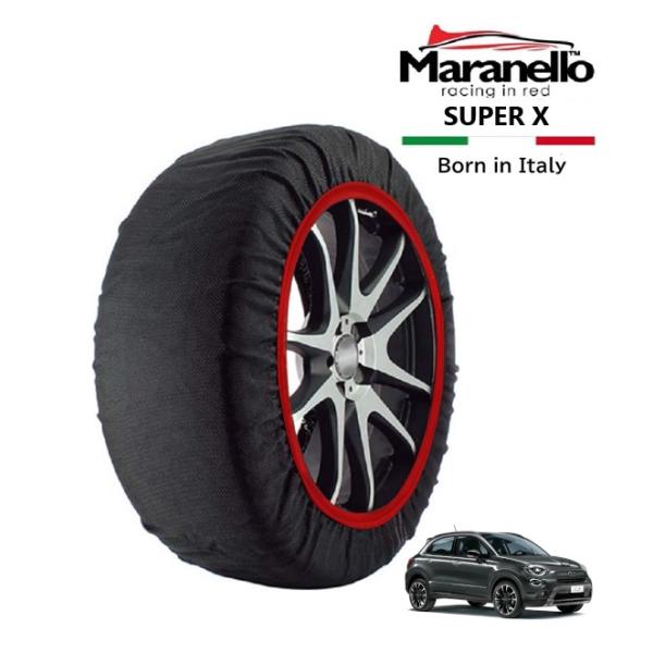 Maranello正規品 スノーソックス フィアット 500X クロス 3BA-33413PM フロント 225/45R18 18インチ SUPER X 布 タ