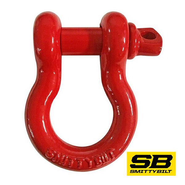 Smittybilt 3/4インチ 汎用 牽引フック Dリングシャックル/レッド 