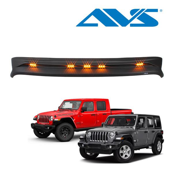 AVS 正規品】AEROSKIN バグガード LEDライト付 ロゴ入 ボンネット