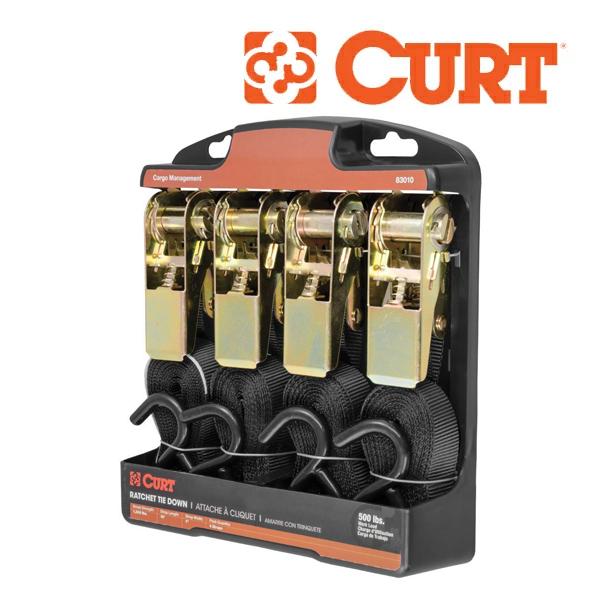CURT 正規品】 ラチェット式 Sフック付ストラップ 4本セット