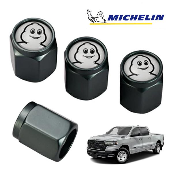 MICHELIN 正規品 エアバルブキャップ 1台分 ガンメタ ミシュランマン