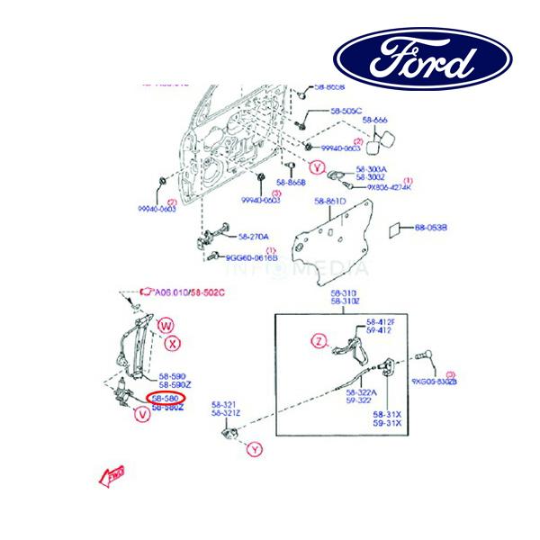 フォード純正 パワーウインドモーター P/Wモーター フロント 右側 RH