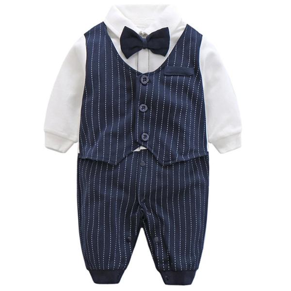 エルフ ベビー Fairy Baby ベビーフォーマル ロンパース 66cm 紺色 ストライプ Paogit Ru
