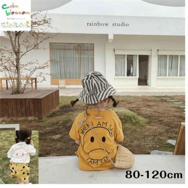 ロゴ tシャツ 白 イエロー 黄色 80 90 100 110 120 女の子 男の子 