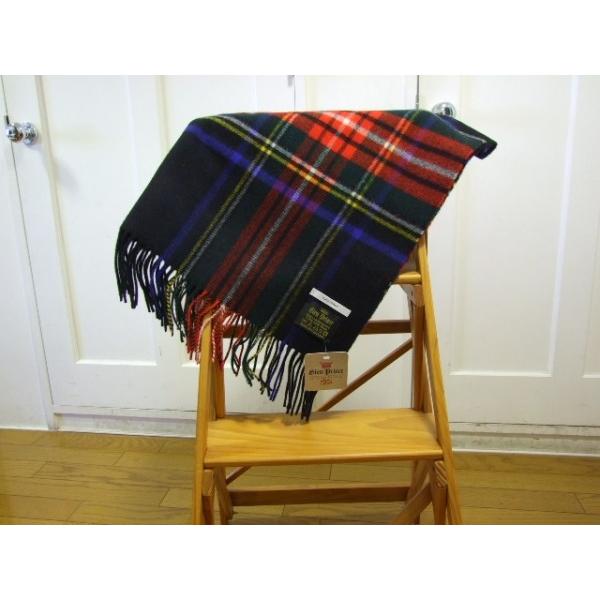 グレンプリンス タータンチェック ウールストール ブラック  