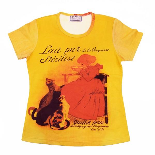 tシャツ 半袖 総柄 レディース アート プリント Tシャツ テオフィル・アレクサンドル・スタンラン 総柄 レディース プリント Tシャツ (T-W020-RT01)