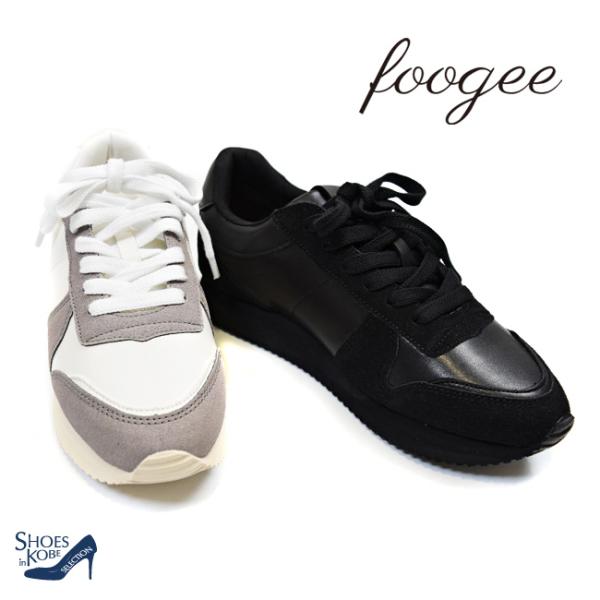 foogee スニーカー レディース ローカット 厚底 ウォーキング 歩きやすい 疲れにくい 黒 3cm[FOO-FP-457]