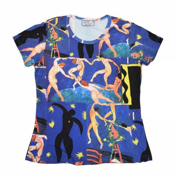 tシャツ 半袖 総柄 レディース アート プリント Tシャツ  マティス 『 ダンス  』 (T-W020-MT02)