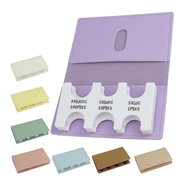 サイズ(約)カバー付き(閉じた状態)：6.7cm×11cm×2cmコインホルダー単体：4.6cm×9.2cm×1.1cm収納可能数：1円×5枚、5円×5枚、10円×5枚、50円×5枚、100円×5枚、500円×4枚材質：PUレザー、ABS、...